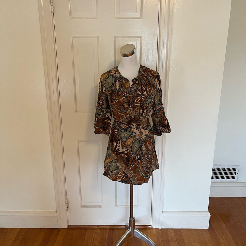 Anthropologie Holding Horses Paisley Shirt Dress 8P